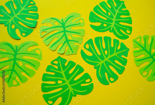 Tropical leaves made of paper
