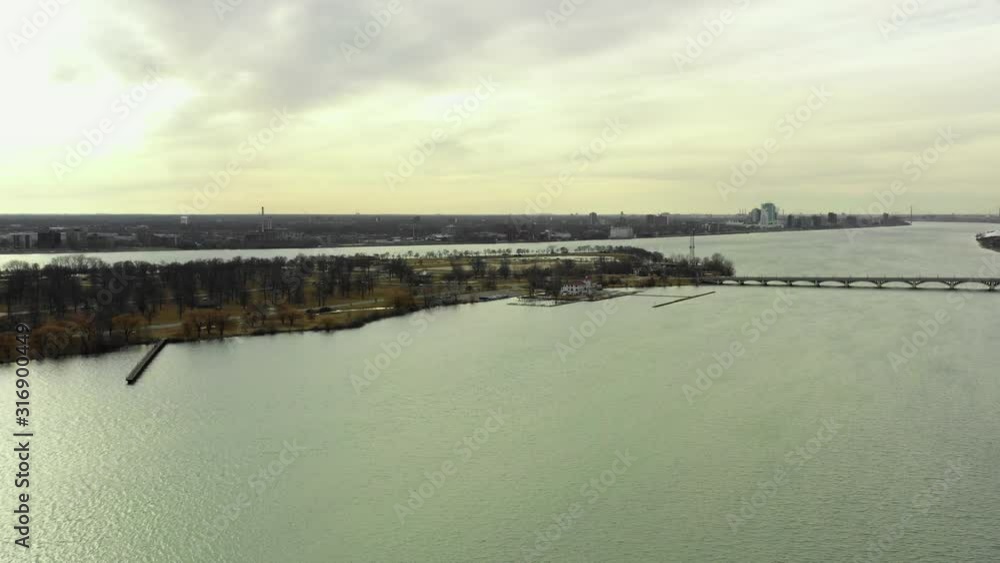Aerial video Belle Isle Detroit Mi USA Aerial video Belle Isle Detroit Mi USA