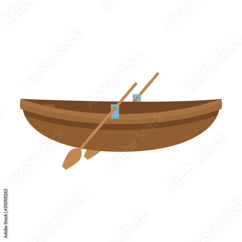 wooden canoe icon, colorful design