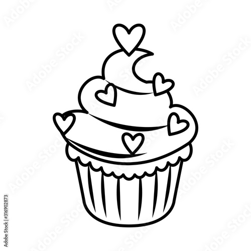 delicious sweet cupcake with hearts