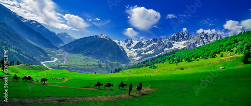 Beautiful landscape view of Sonamarg in Thajiwas park in Jammu and Kashmir, India photo