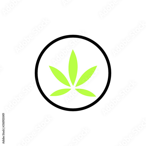 Green Marijuana Hemp Leaf Icon Vector Logo Template Illustration Design.