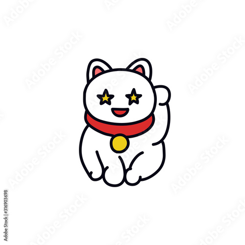 maneki neko doodle icon, vector illustration