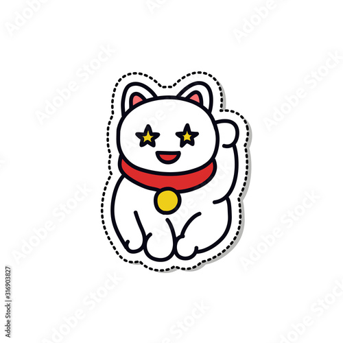 maneki neko doodle icon, vector illustration