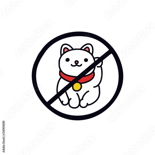 maneki neko doodle icon, vector illustration