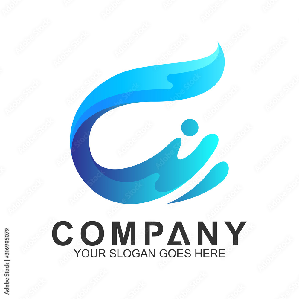 Wave Letter C Logo Vector, Ocean Logo, Flow Waves Logo Wave Letter C Logo Vector, Ocean Logo, Flow Waves Logo