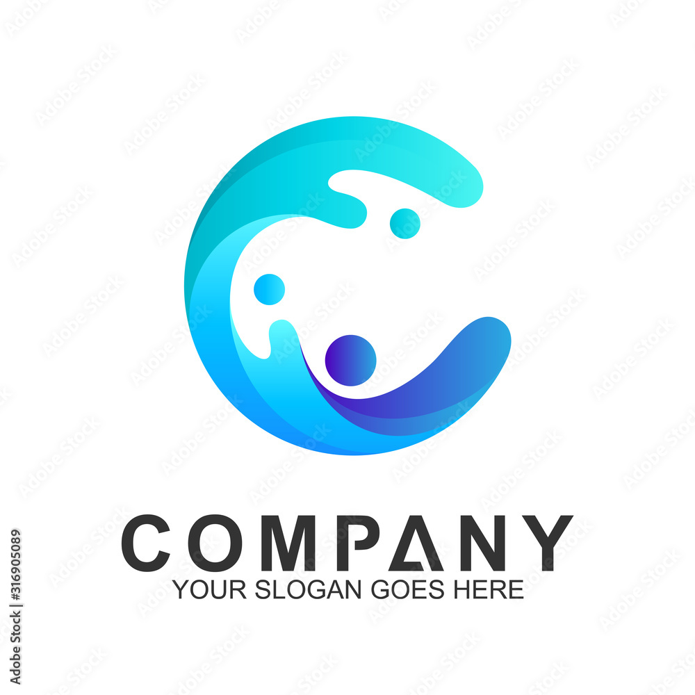 Wave Letter C Logo Vector, Ocean Logo, Flow Waves Logo Wave Letter C Logo Vector, Ocean Logo, Flow Waves Logo