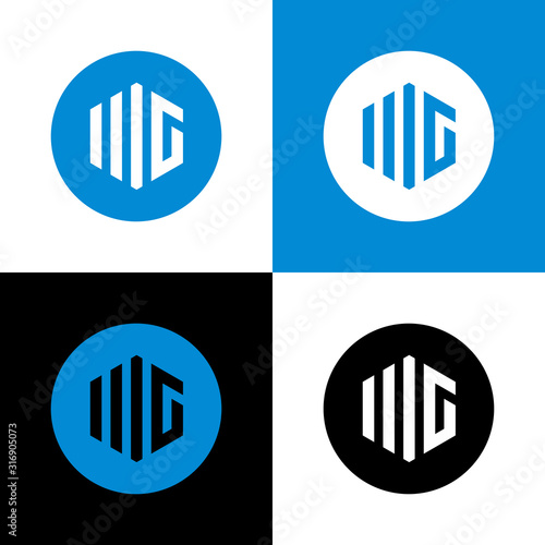 Initial MG or WG letter logo icon design - Vector