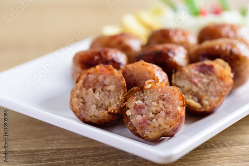 Thai sausage or Isan sausage (grilled fermented rice with pork)
