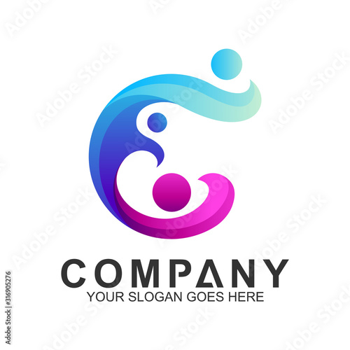 People Letter C Logo, Fitness Logo Vector, Life And Health Logo,  Fitness And Body Fit, Human + Letters