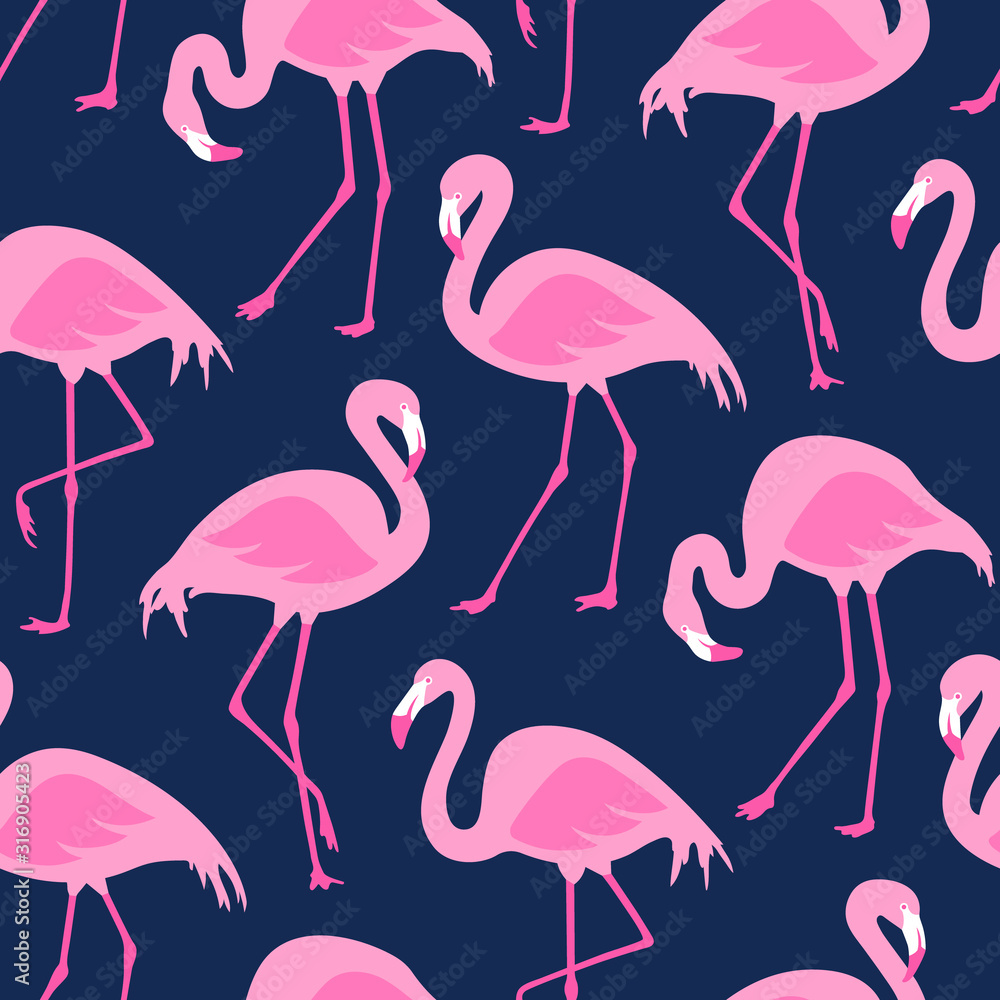 Fototapeta premium Vector seamless pattern with flamingos