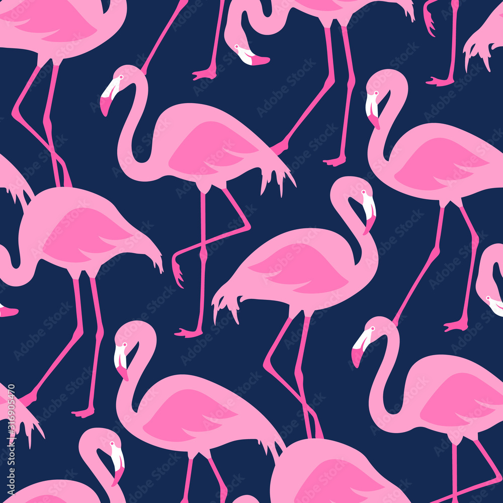 Fototapeta premium Vector seamless pattern with flamingos