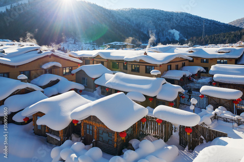 Photography The beautiful snow landscape in China snow town .
