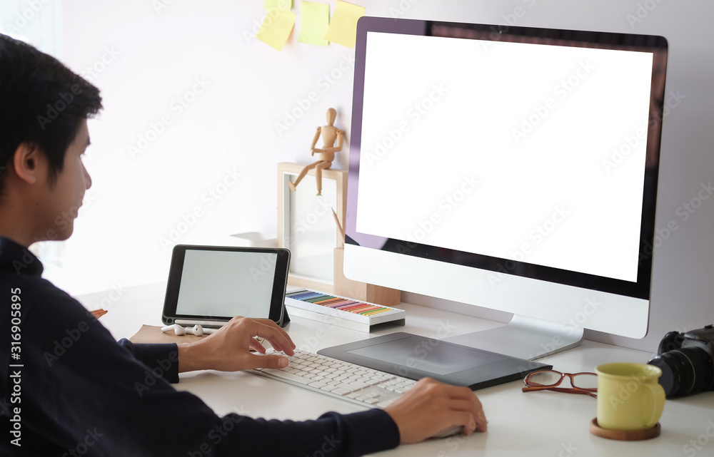 Mock up Copy Space Blank Screen Concept Business Working on Laptop. Mock up Copy Space Blank Screen Concept Business Working on Laptop.