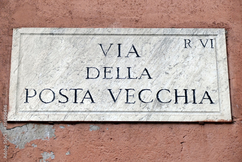 Fototapeta premium nomi delle strade e piazze di roma,italia