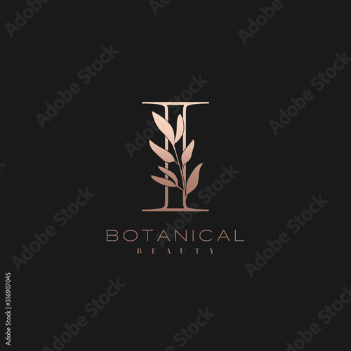 Letter I Botanical Elegant Minimalist Signature Logo