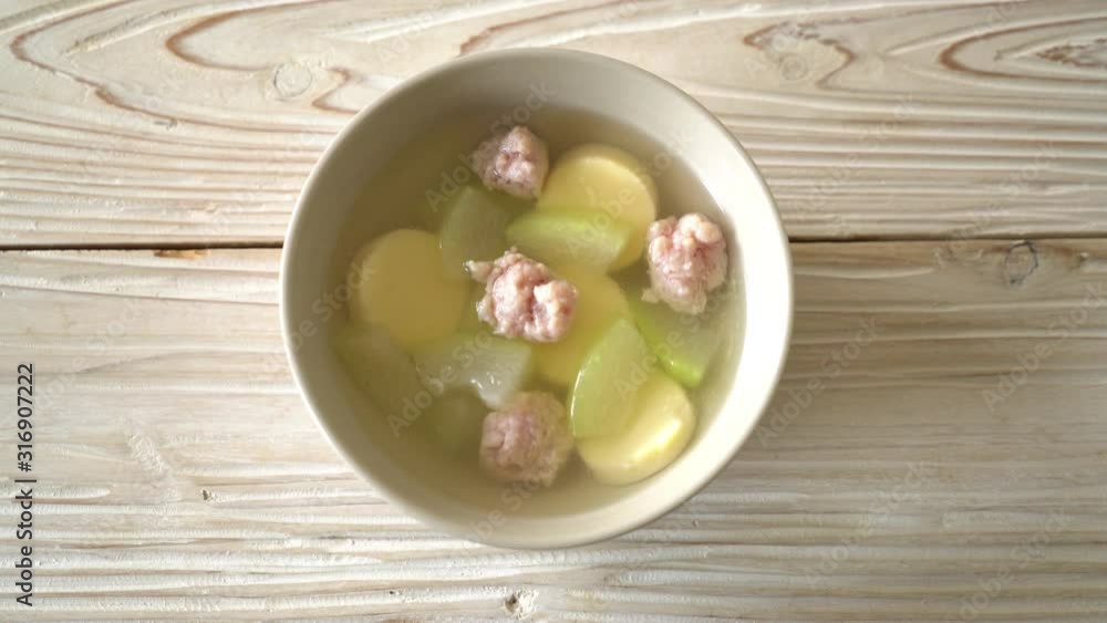 winter melon soup with minced pork and egg tofu winter melon soup with minced pork and egg tofu