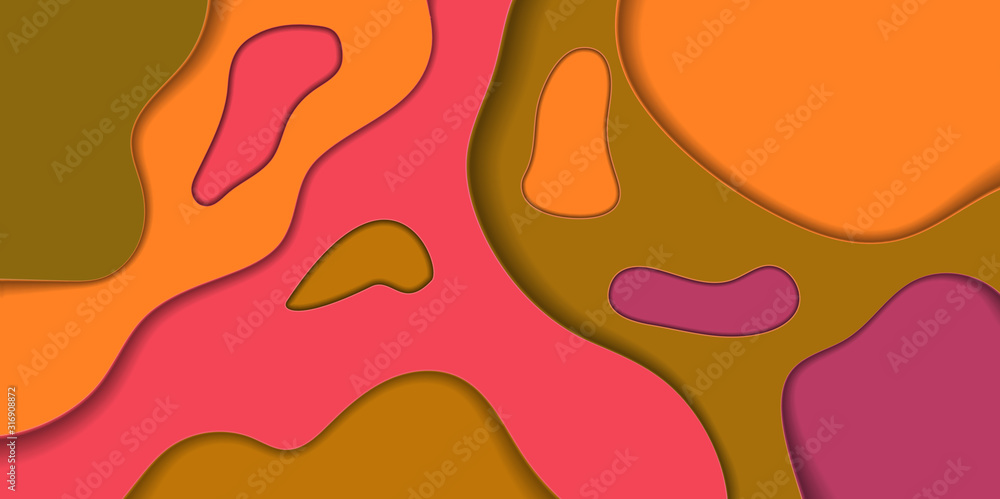 Paper Cut Abstract Background, Trendy Flow Layout Paper Cut Abstract Background, Trendy Flow Layout
