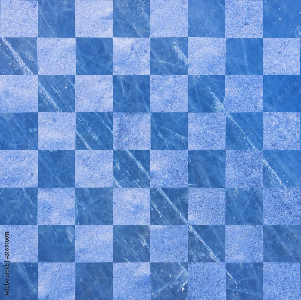 chess Board in winter, natural snow and ice chess Board in winter, natural snow and ice