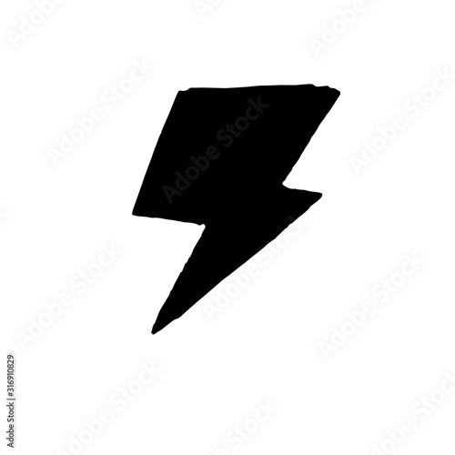 Lightning icon in hand drawn style isolated on white background.