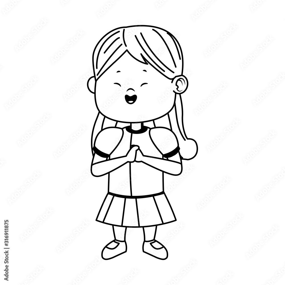 cute girl standing icon, flat design cute girl standing icon, flat design