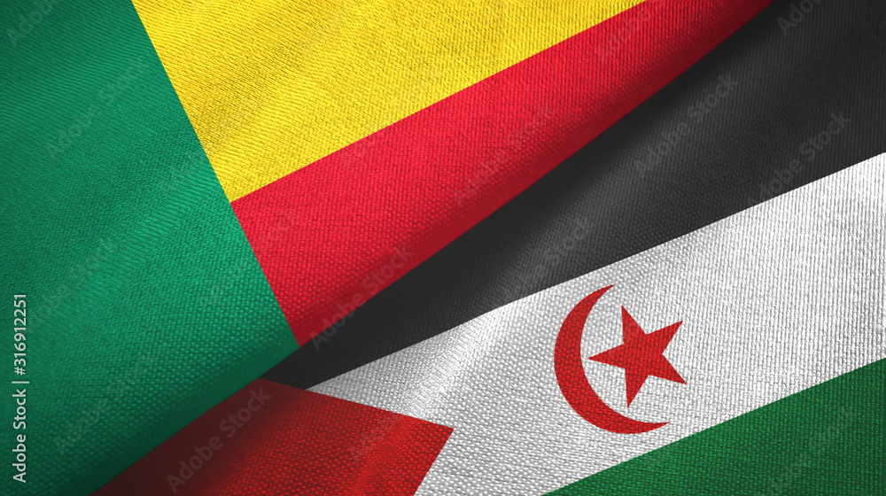Benin and Western Sahara two flags textile cloth, fabric texture Benin and Western Sahara two flags textile cloth, fabric texture
