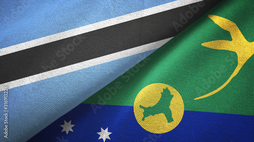 Botswana and Christmas Island two flags textile cloth, fabric texture