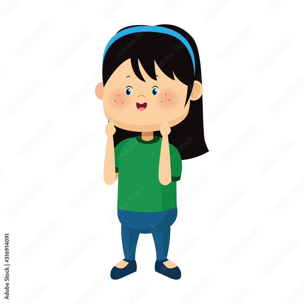 cute girl standing icon, colorful design cute girl standing icon, colorful design