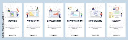 Design and drawing digital illustration, business chart, secure access. Mobile app onboarding screens. Menu vector banner template for website and mobile development. Web site design flat illustration © skypicsstudio