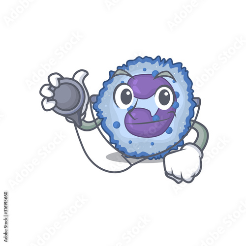 Smart and cool basophil cell cartoon character in a Doctor with tools