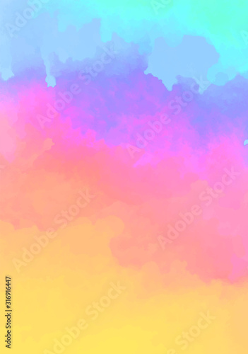 Modern rainbow watercolour background, great design for any purposes. Fashion design. Beautiful vector pattern. Holiday Space background.