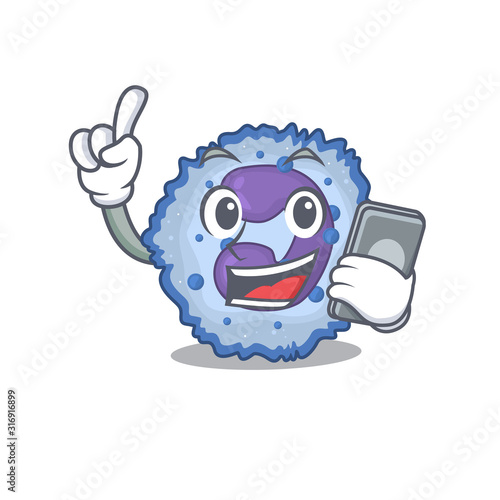 Cartoon design of basophil cell speaking on a phone