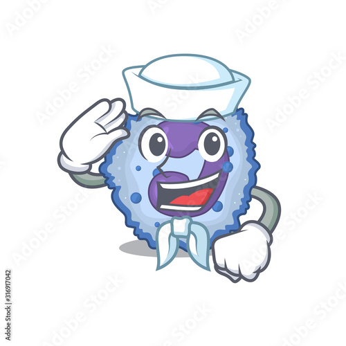 A mascot design of basophil cell Sailor wearing hat