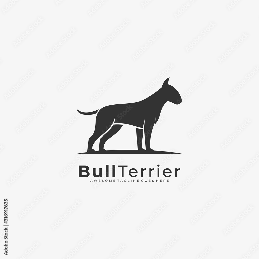 Vector Logo Illustration Bull Terrier Silhouette
