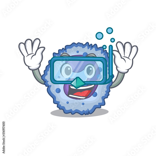 cartoon character of basophil cell wearing Diving glasses
