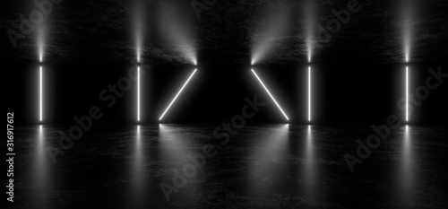 Wallpaper Mural Beautiful composition of white neon lights on a black background. 3d rendering image. Torontodigital.ca