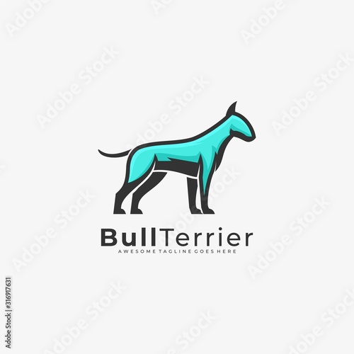 Vector Logo Illustration Bull Terrier Mascot Cartoon