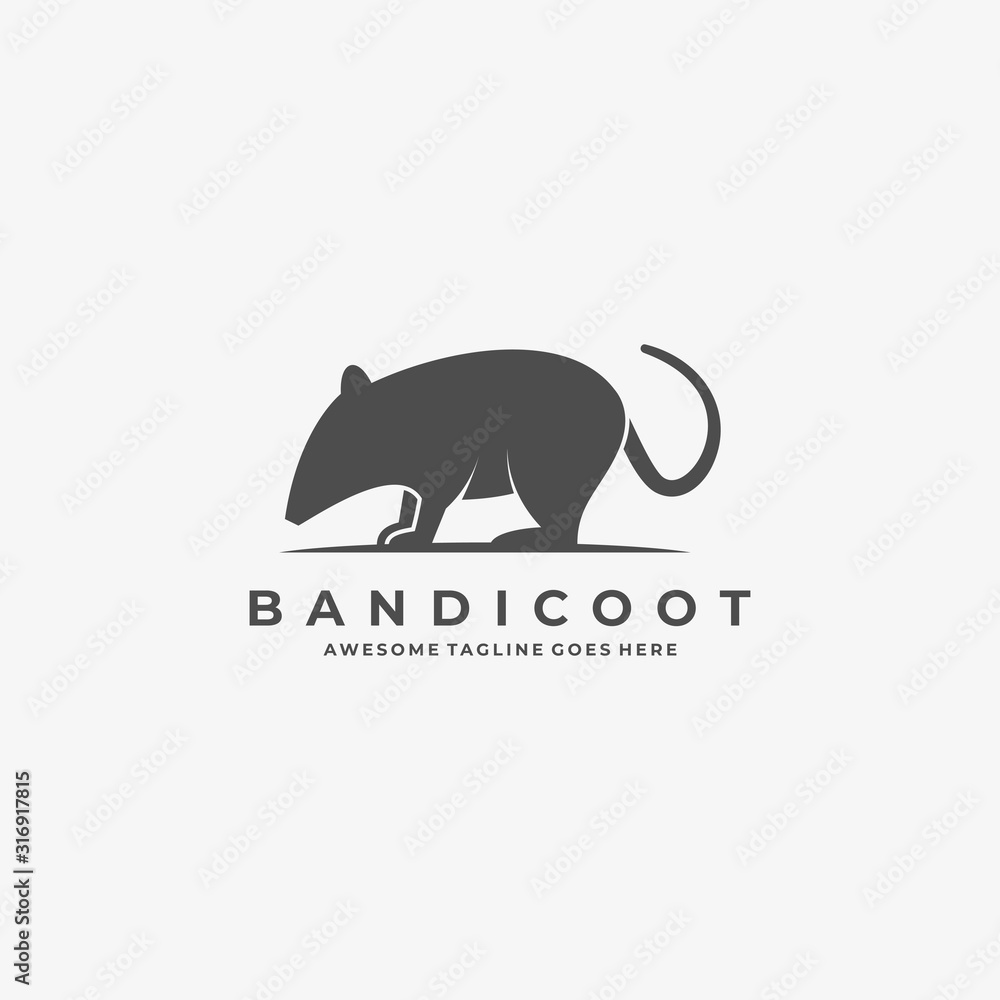 Vector Logo Illustration Wild Mouse Wild Mouse Silhouette Vector Logo Illustration Wild Mouse Wild Mouse Silhouette