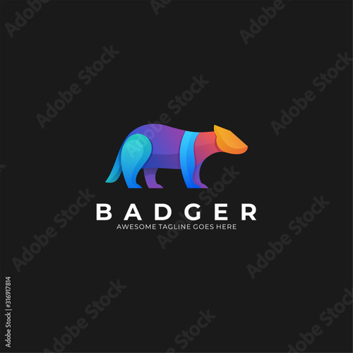 Vector Logo Illustration Badger Wildly Gradient Colorful