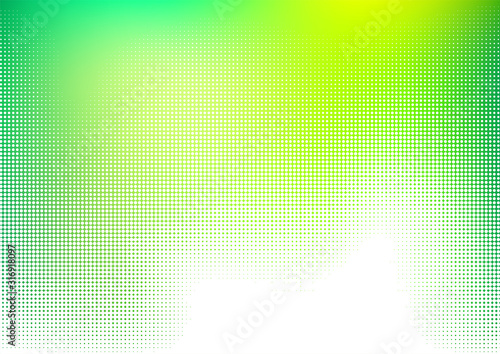 緑色のドットのハーフトーングラデーションデジタル背景