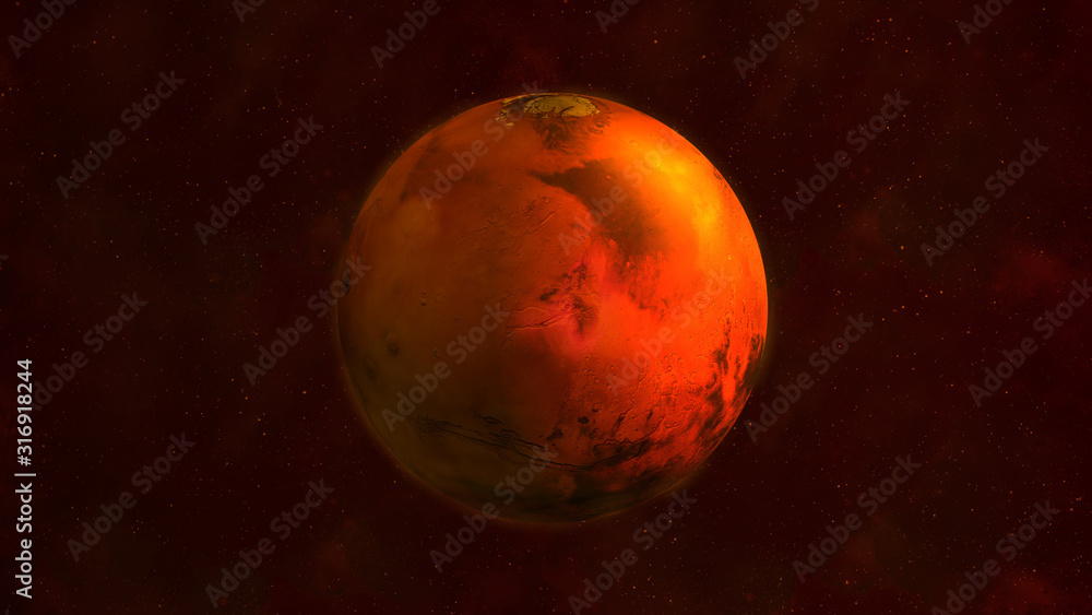 Planet Mars from space showing Nilokeras Scopulus Planet Mars from space showing Nilokeras Scopulus