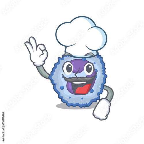 Basophil cell cartoon character wearing costume of chef and white hat