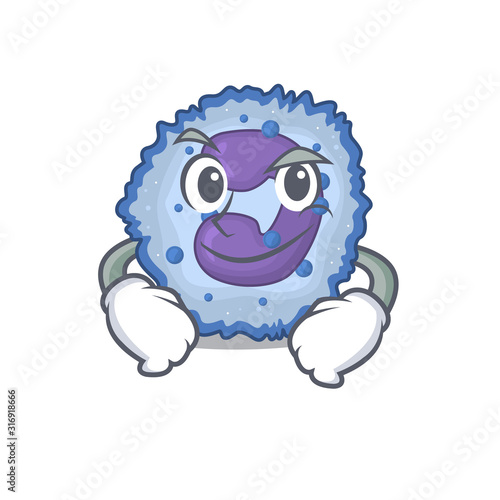 Cool basophil cell mascot character with Smirking face