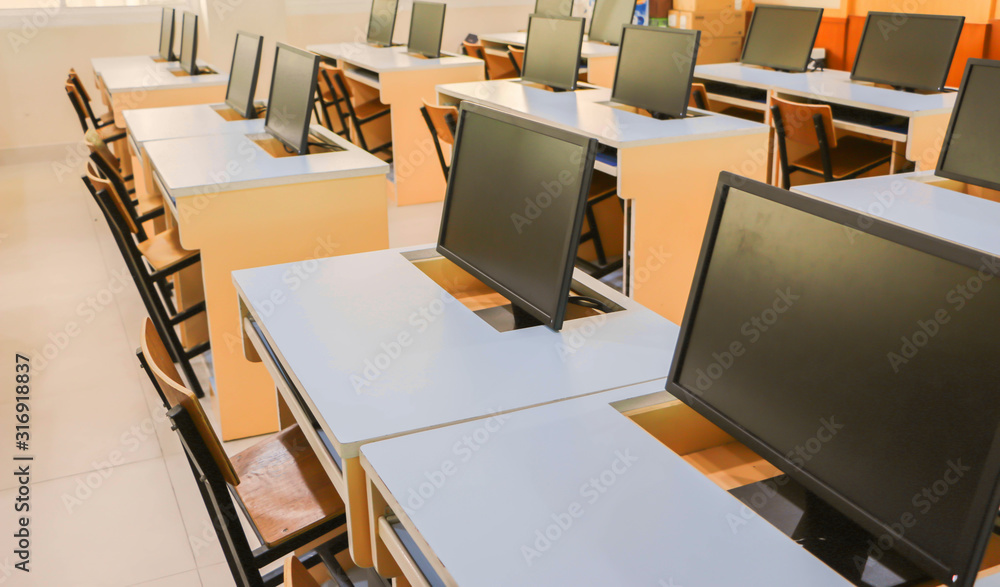 computer classroom without students. computer classroom without students.