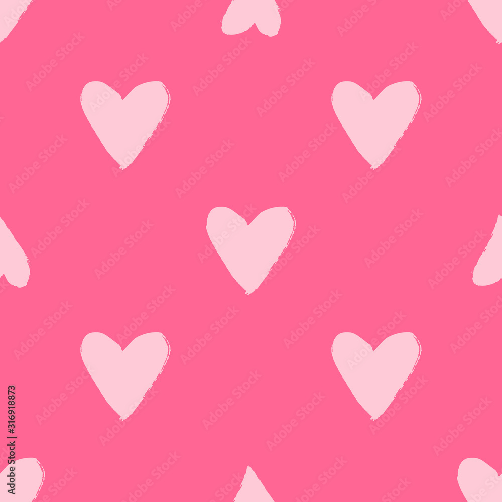 Heart seamless pattern with hand drawn elements. Repeated design great for Valentines Day, Birthday Wrapping, Scrapbooking Paper and Wedding Banner. Vector