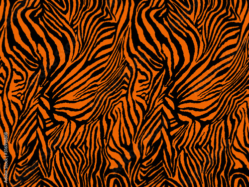 Vector animal zebra print. Seamless Tiger pattern.