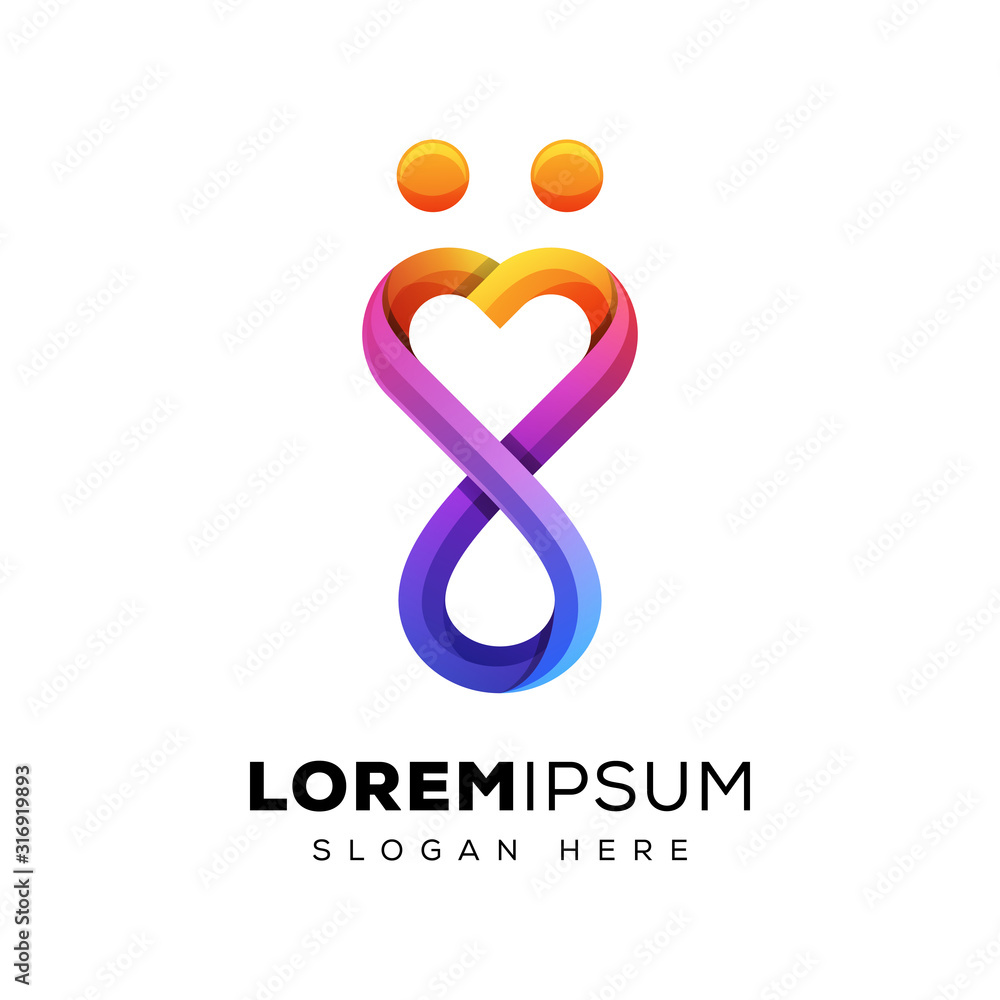 Fototapeta premium modern colorful people love logo happy valentine vector template