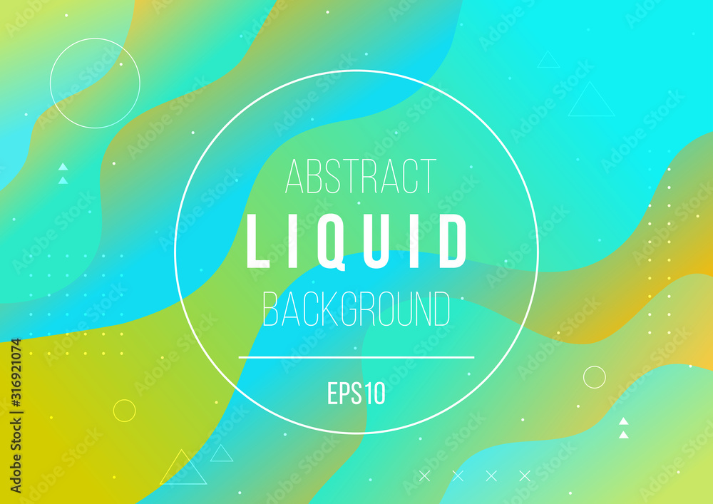 Liquid color background design with fluid flow gradient wave and geometric shapes. Futuristic design template landing page, poster, banner, cover, presentation. Vector illustration