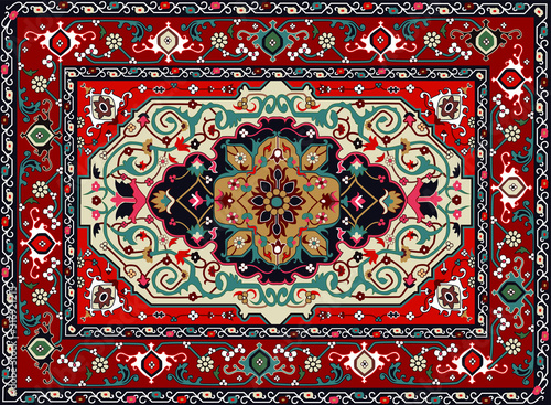 Persian carpet original design, tribal vector texture. Easy to edit and change a few colors by swatch window.