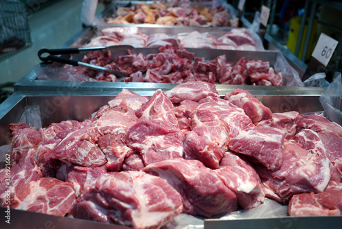 Food market sell variety of fresh meat.